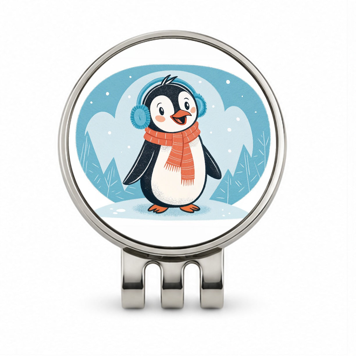 Cute Winter Penguin Scarf Golf Hat Clip with Ball Marker