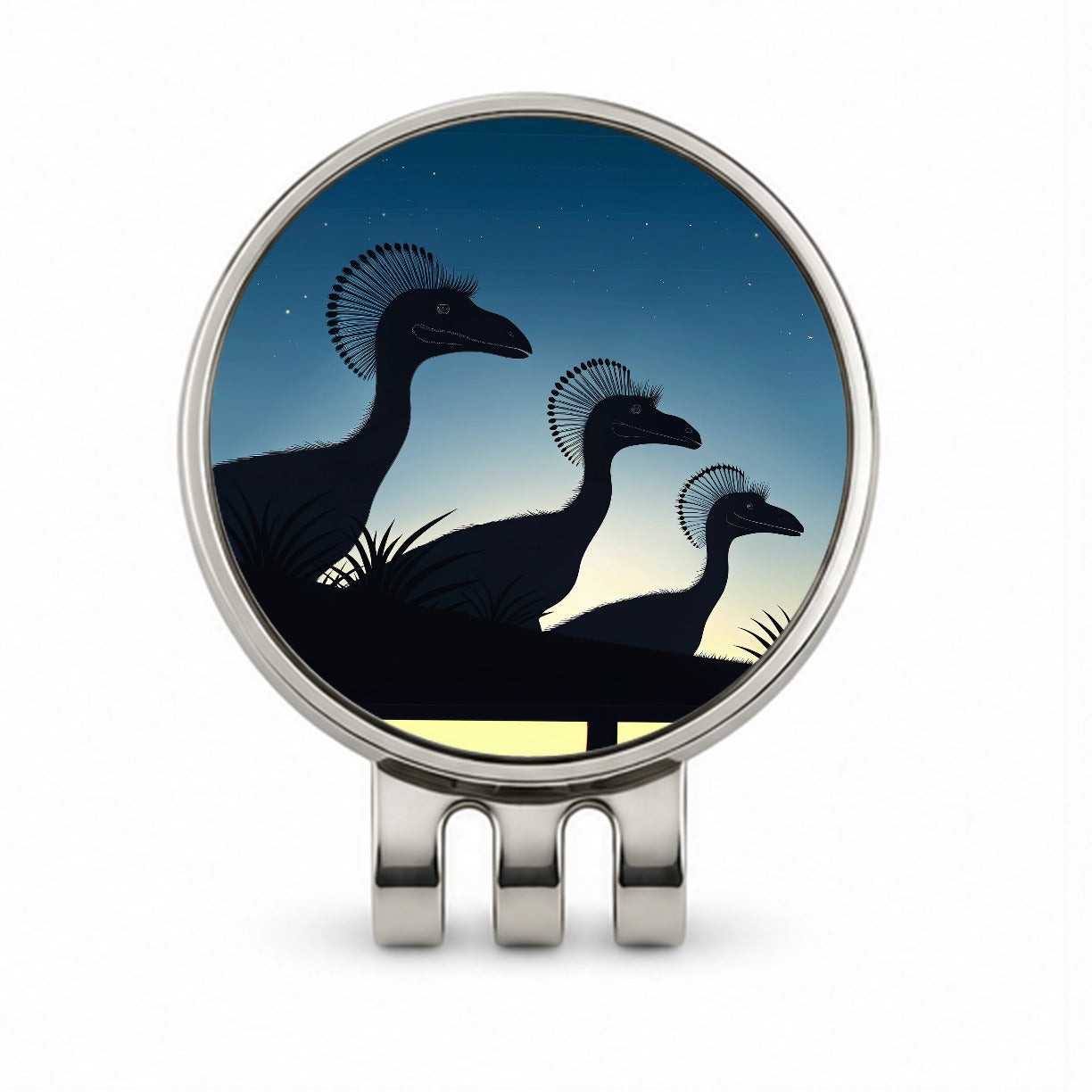 Dilophosaurus Silhouettes Night Dinosaurs Golf Hat Clip with Ball Marker