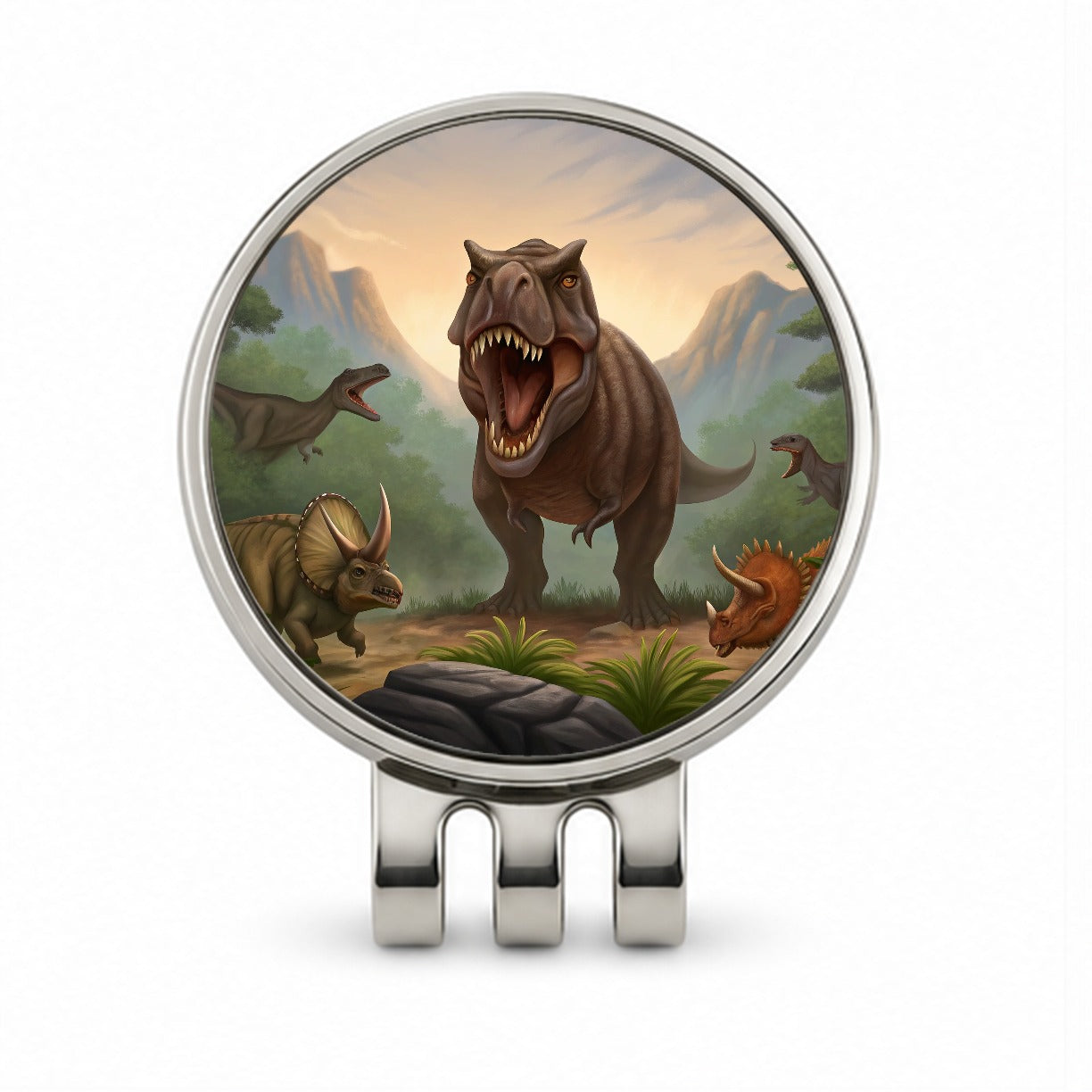 Dinosaurs Battle Golf Hat Clip with Ball Marker