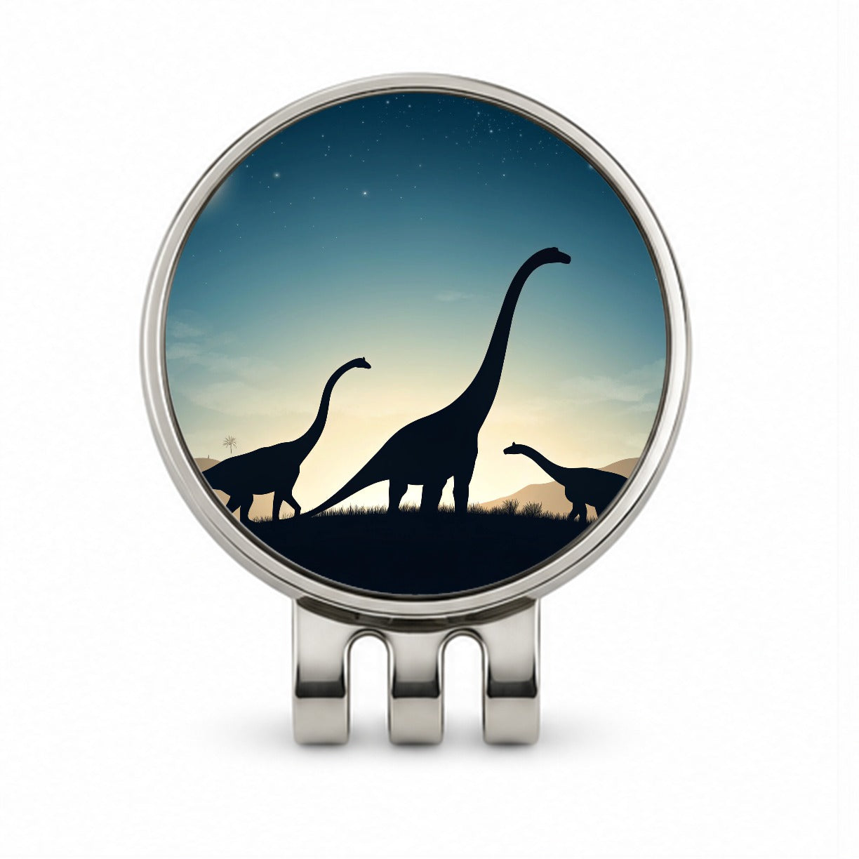 Diplodocus Silhouettes Night Dinosaurs Golf Hat Clip with Ball Marker