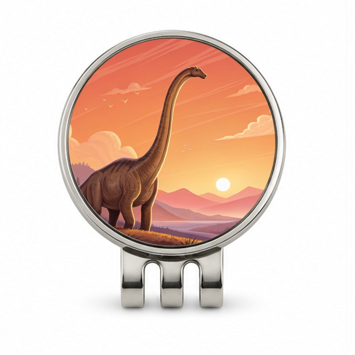 Diplodocus Sunset Dinosaur Golf Hat Clip with Ball Marker