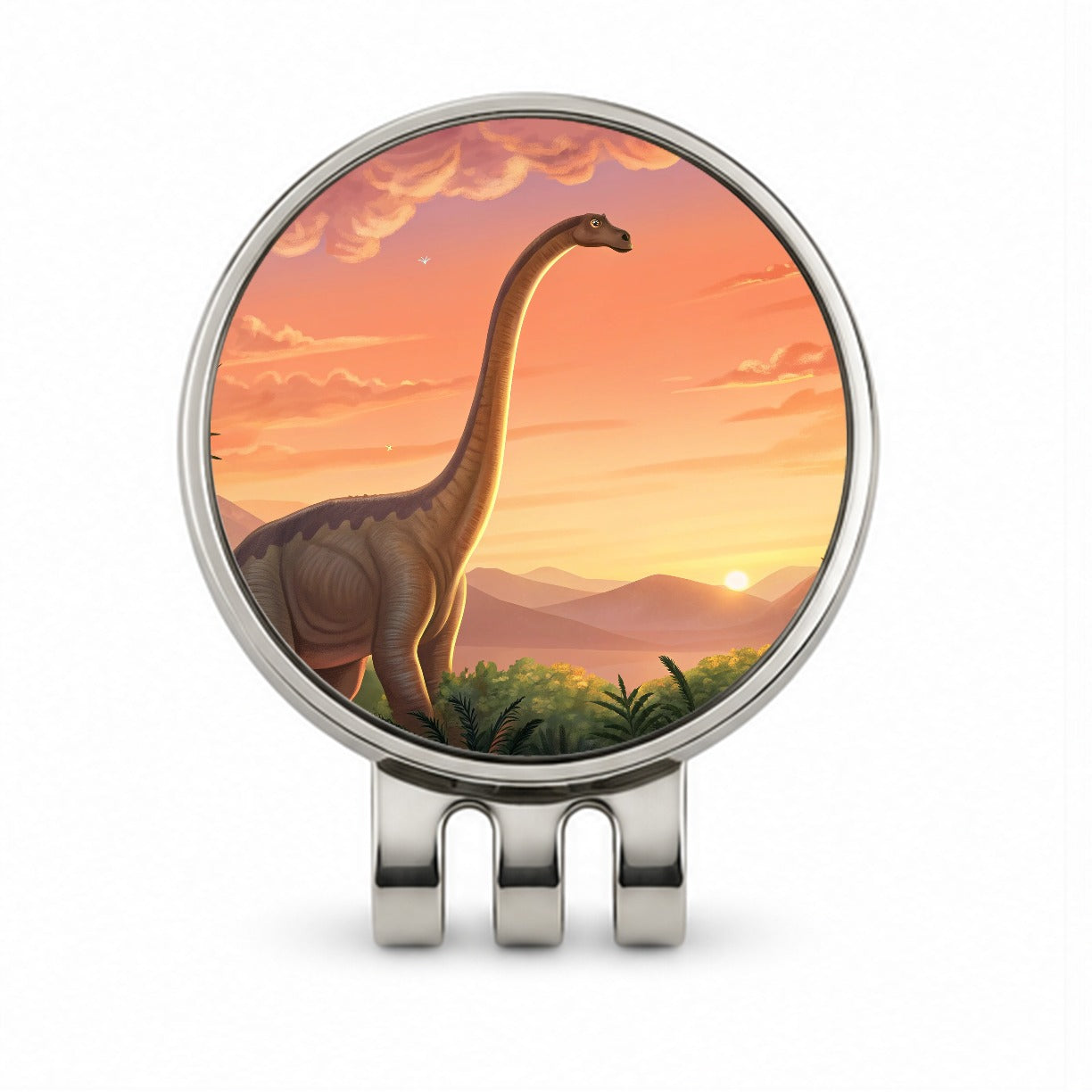 Diplodocus Sunset Sunrise Dinosaur Golf Hat Clip with Ball Marker