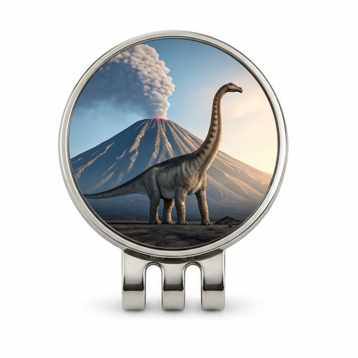 Diplodocus Volcano Dinosaur Golf Hat Clip with Ball Marker