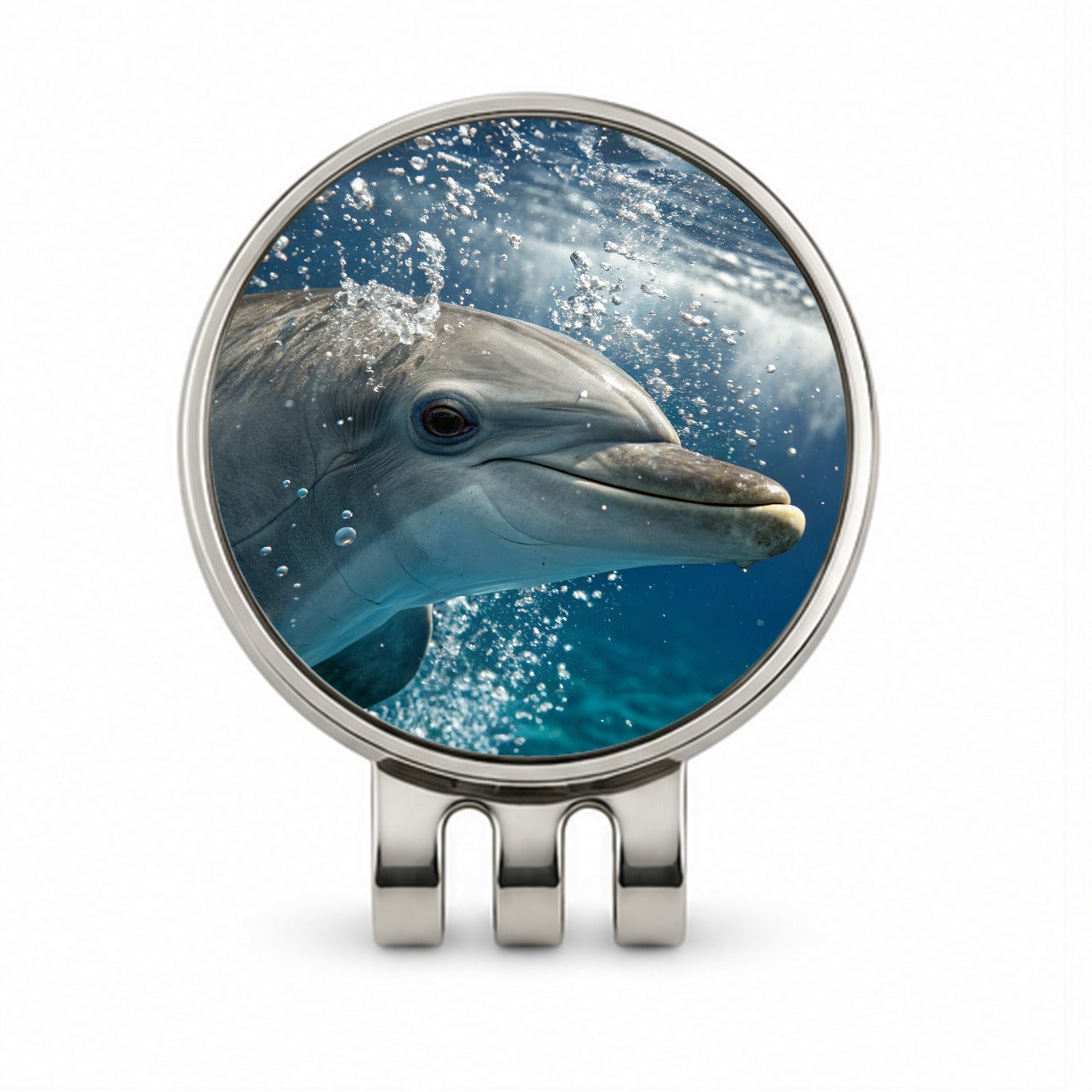 Dolphin Eyes Close Up Ocean Golf Hat Clip with Ball Marker