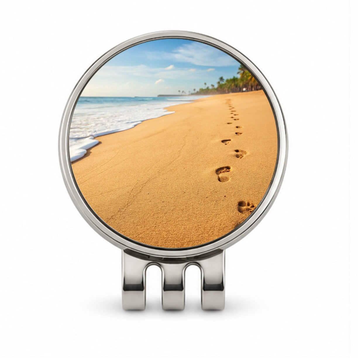 Footprints In The Sand Barefoot Beach Ocean Golf Hat Clip with Ball Marker