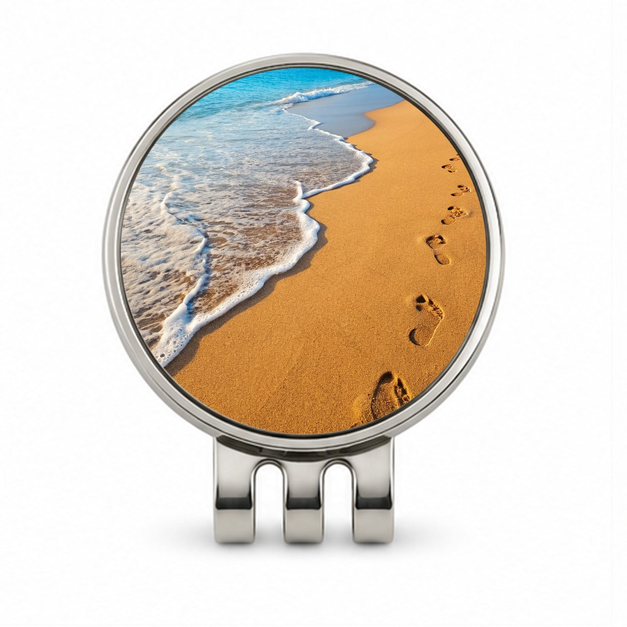 Footprints In The Sand Beach Shore Golf Hat Clip with Ball Marker