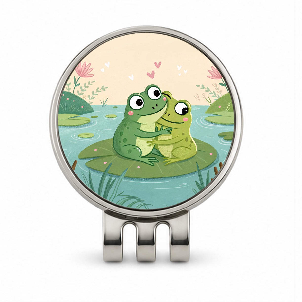 Frogs Hugging Love Golf Hat Clip with Ball Marker