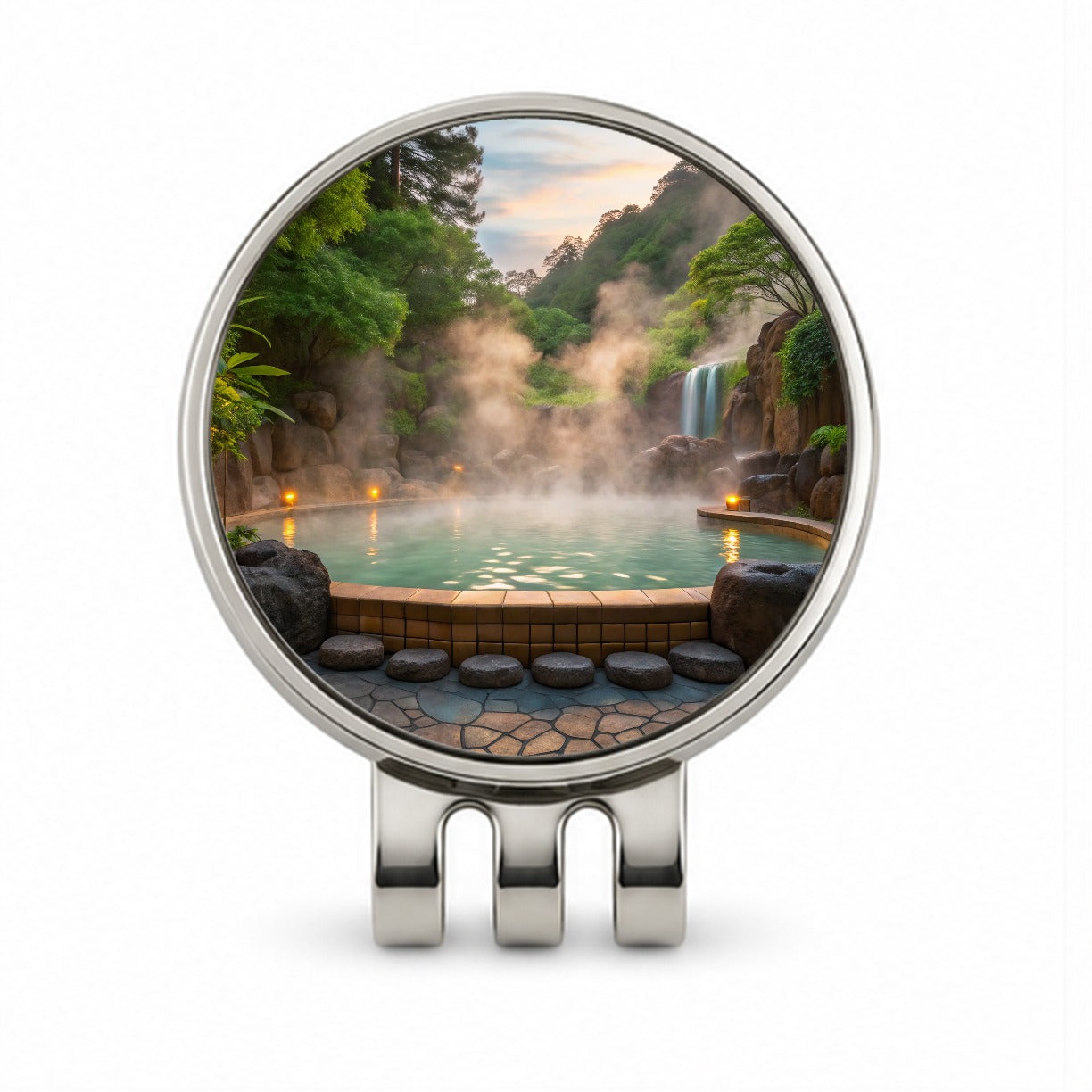 Geothermal Spa Waterfall Golf Hat Clip with Ball Marker