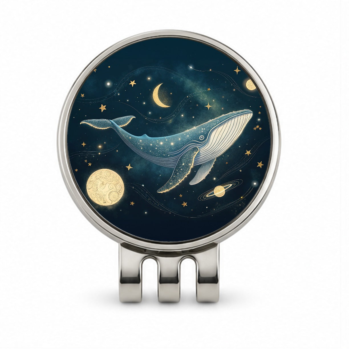 Giant Whale Floating In Space Golf Hat Clip with Ball Marker