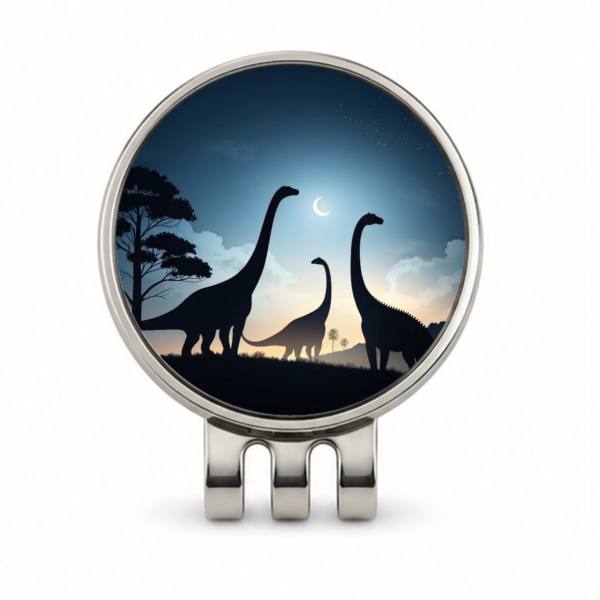 Gigantosaurus Silhouettes Moon Trees Dinosaurs Golf Hat Clip with Ball Marker