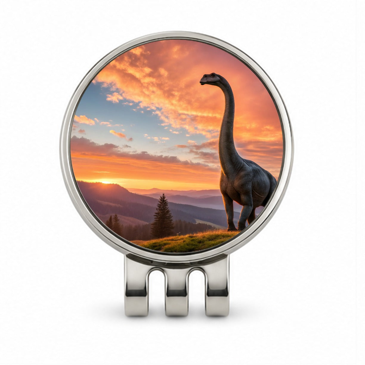 Gigantosaurus Sunset Dinosaur Sauropod Golf Hat Clip with Ball Marker