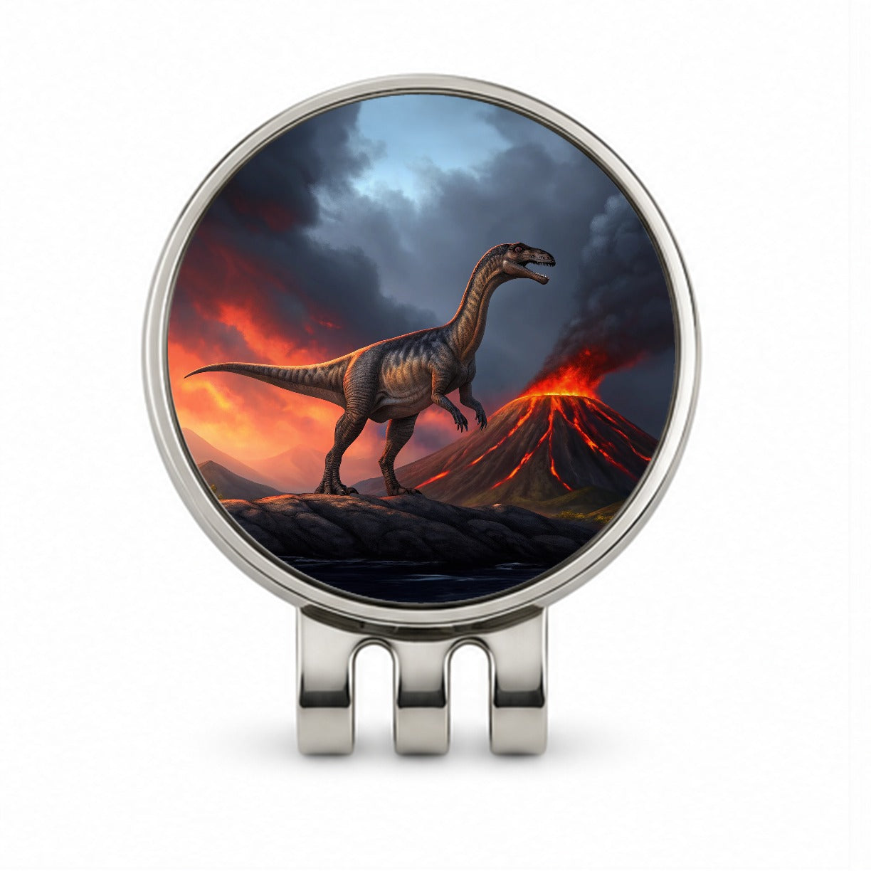 Gigantosaurus Volcano Dinosaur Sauropod Golf Hat Clip with Ball Marker