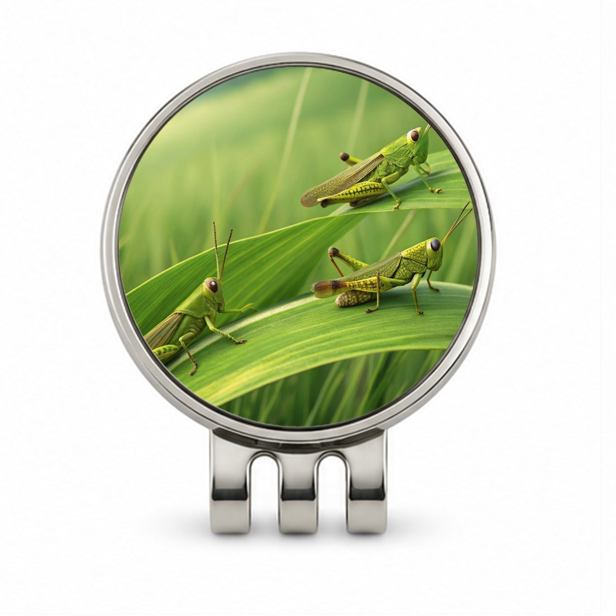 Grasshoppers On Grass Golf Hat Clip with Ball Marker