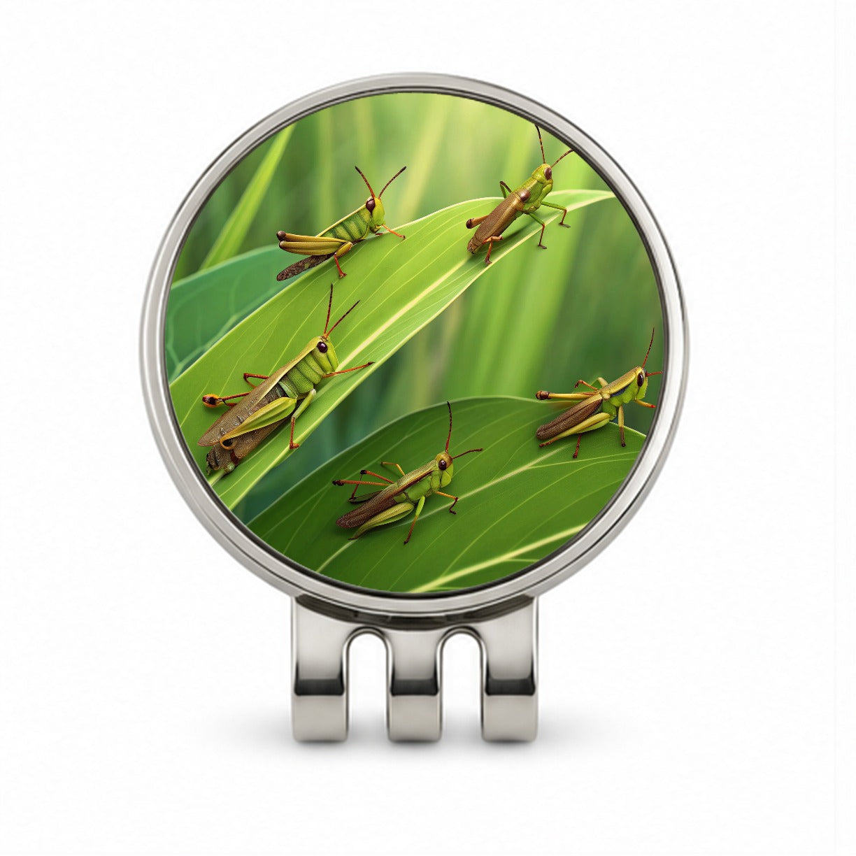Grasshoppers On Leaves Golf Hat Clip with Ball Marker