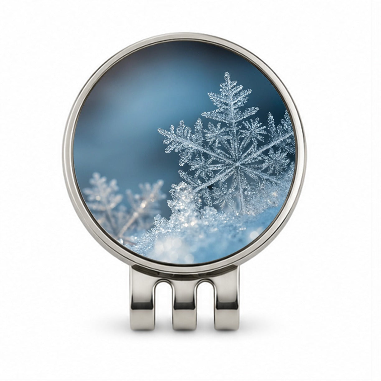 Ice Crystals Close Up Icy Snowflake Golf Hat Clip with Ball Marker