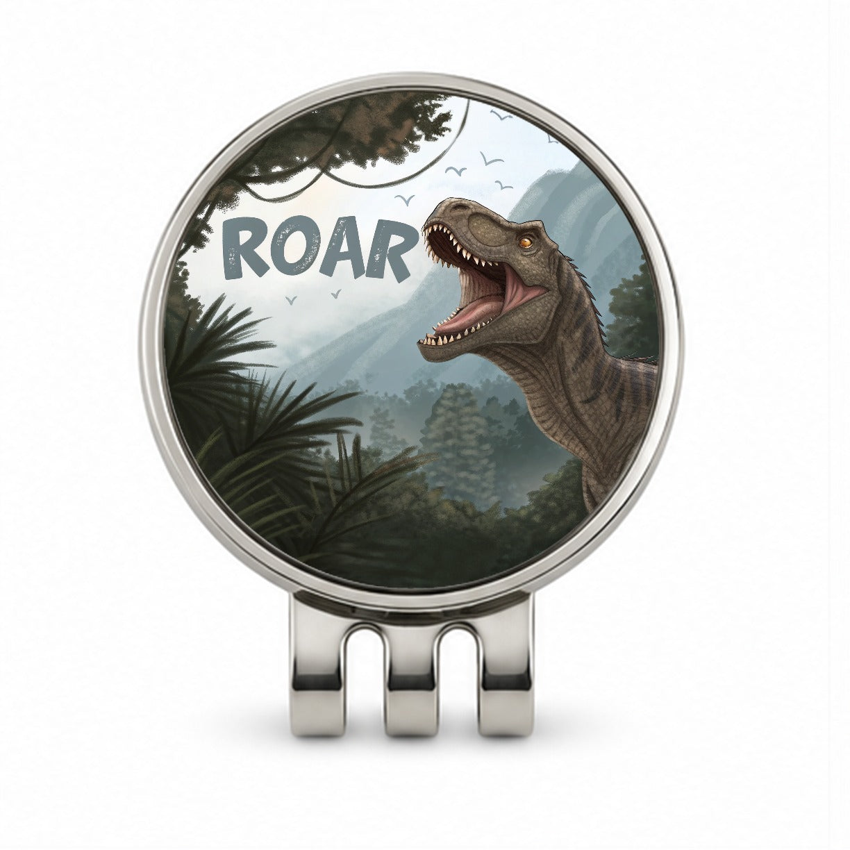 Iguanodon Roar Bold Text Dinosaur Golf Hat Clip with Ball Marker
