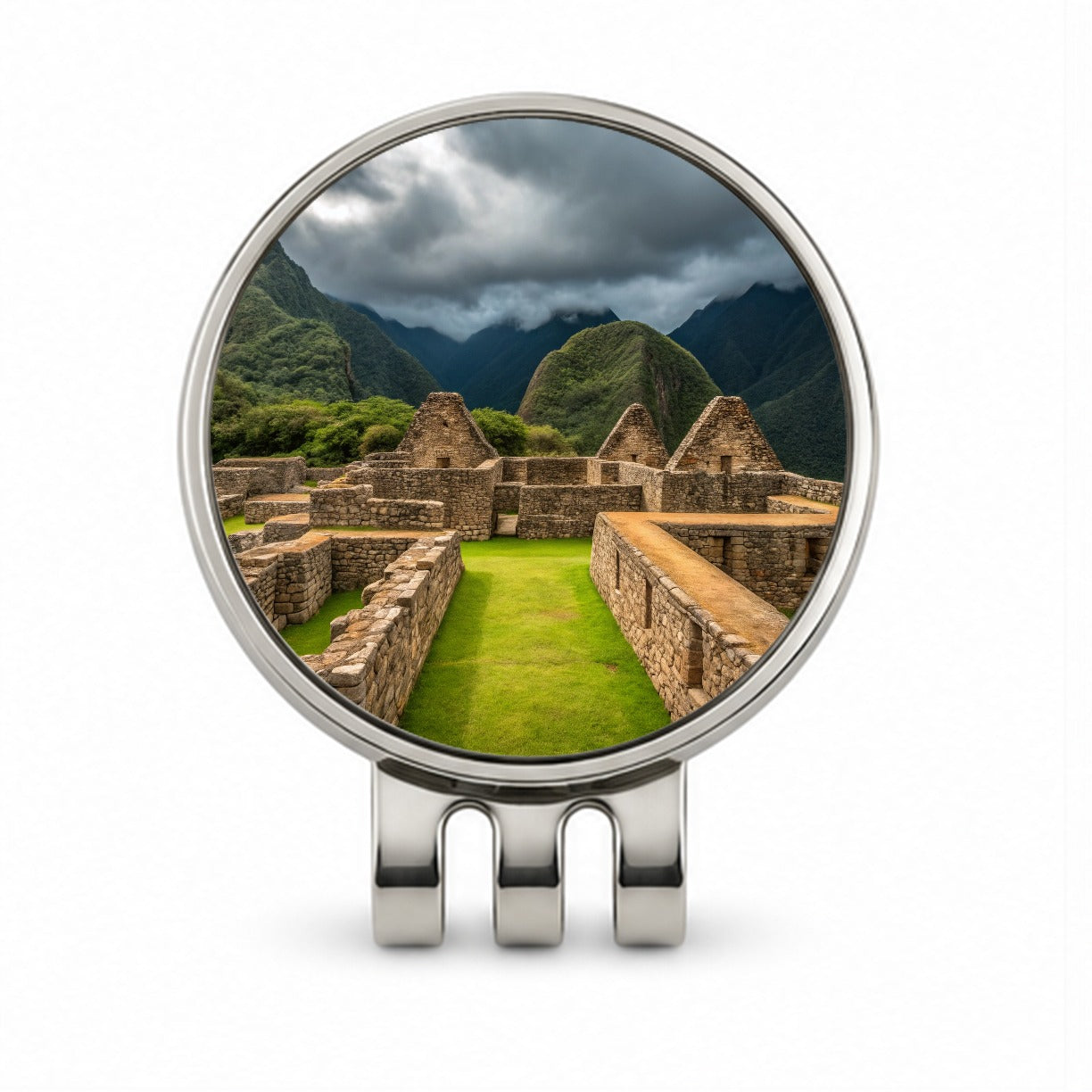 Incan Ruins Landmark Golf Hat Clip with Ball Marker