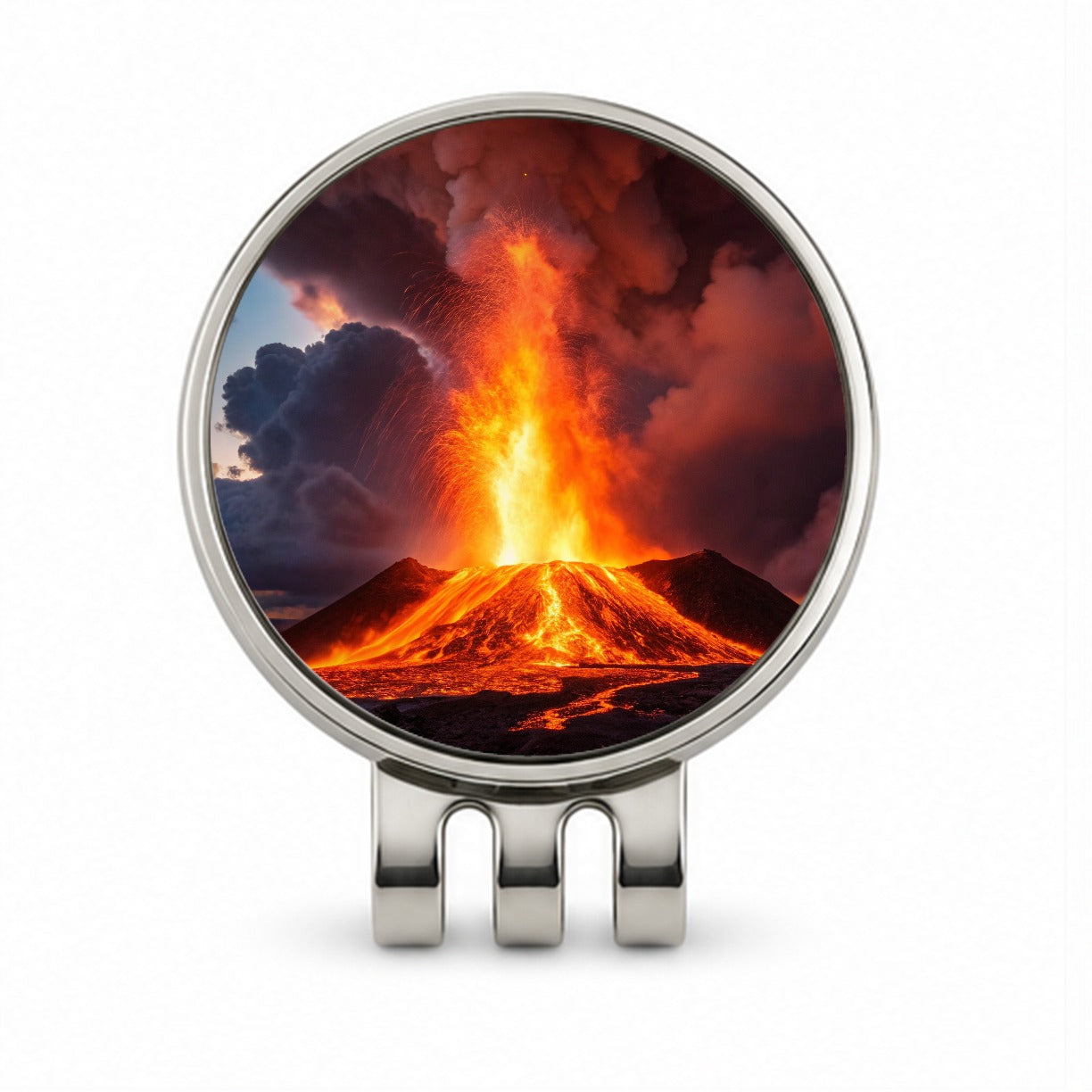 Kilauea Volcano Erupting Lava Hawaii Golf Hat Clip with Ball Marker