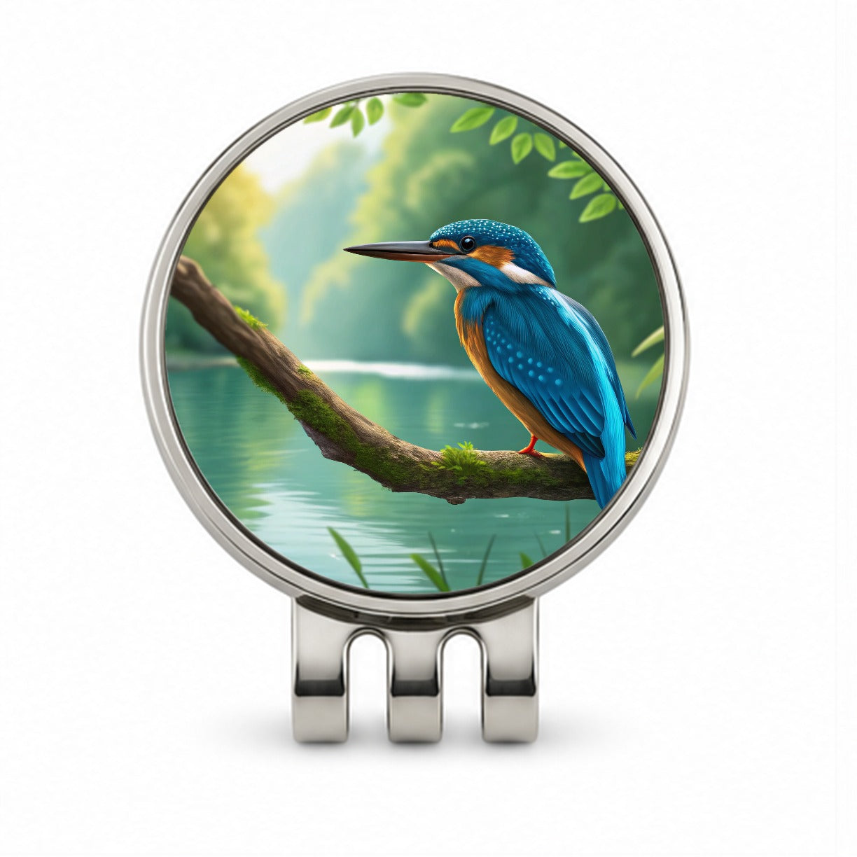 Kingfisher Blue Bird Golf Hat Clip with Ball Marker