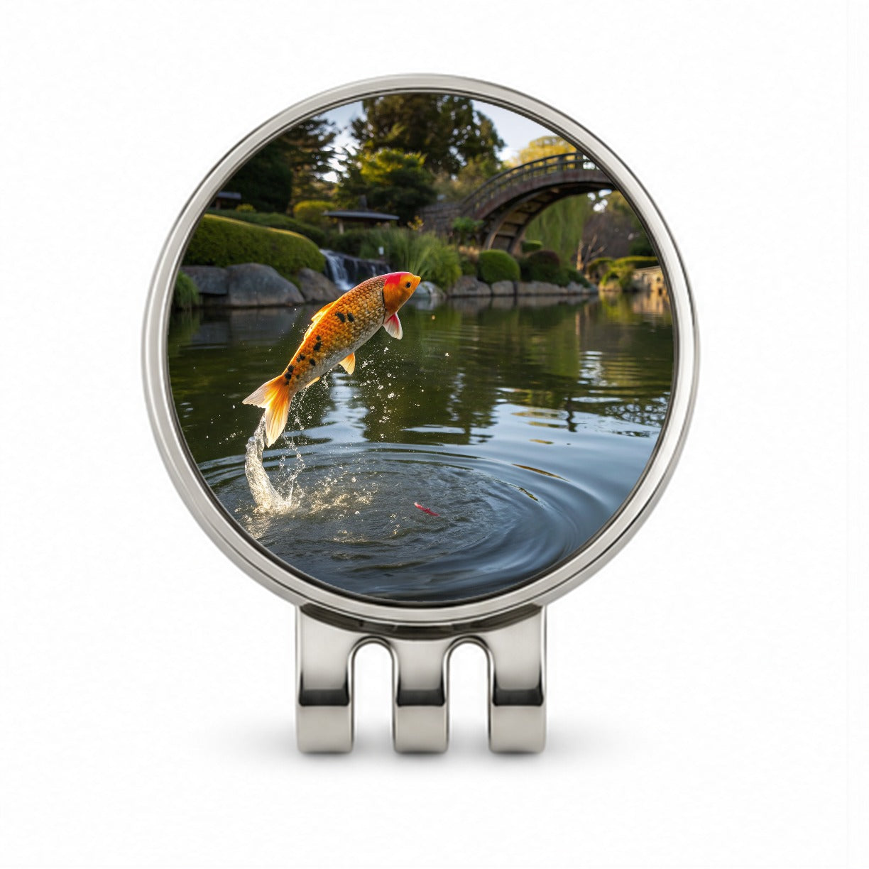 Koi Fish Jumping Golf Hat Clip with Ball Marker