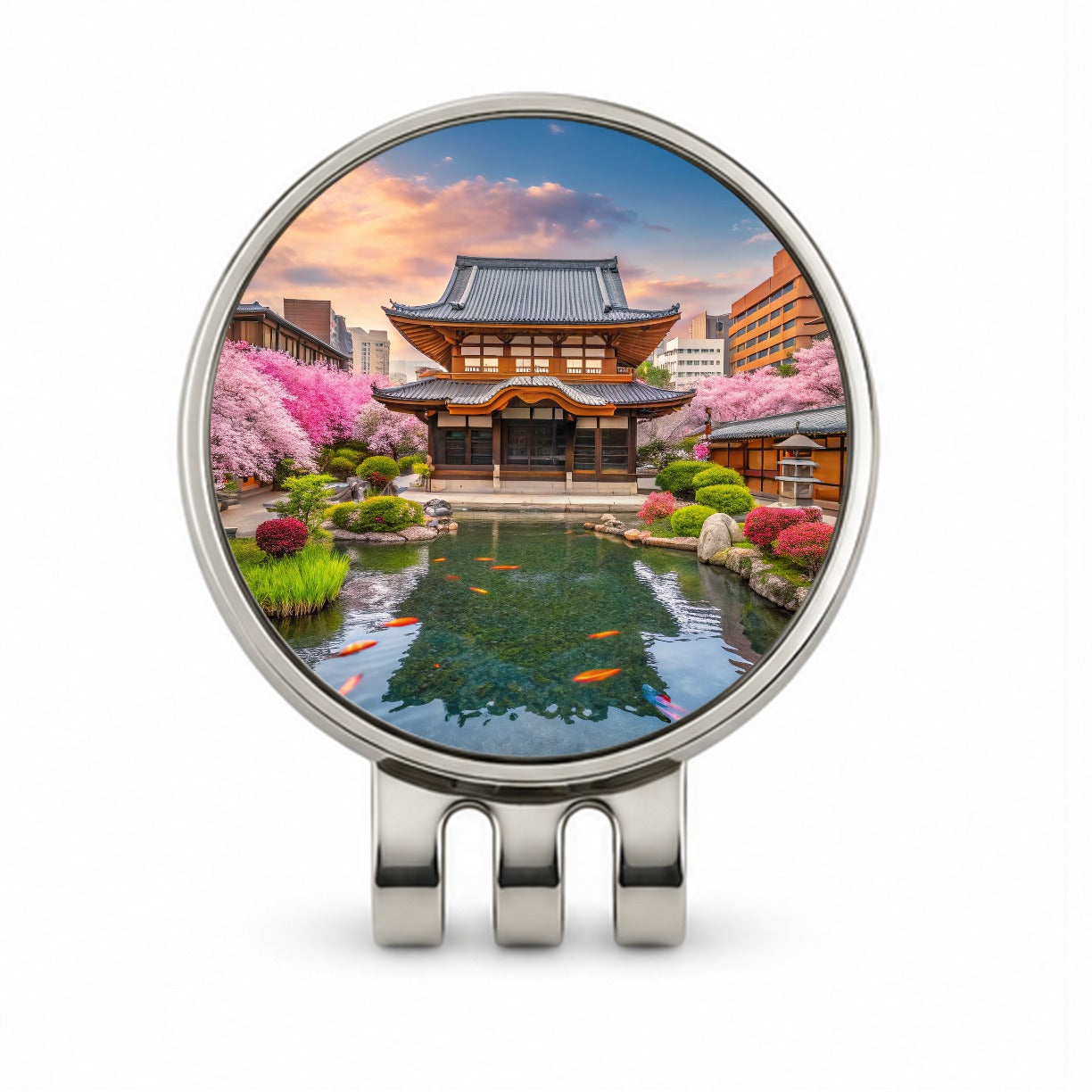 Kyoto Japan Koi Pond Golf Hat Clip with Ball Marker