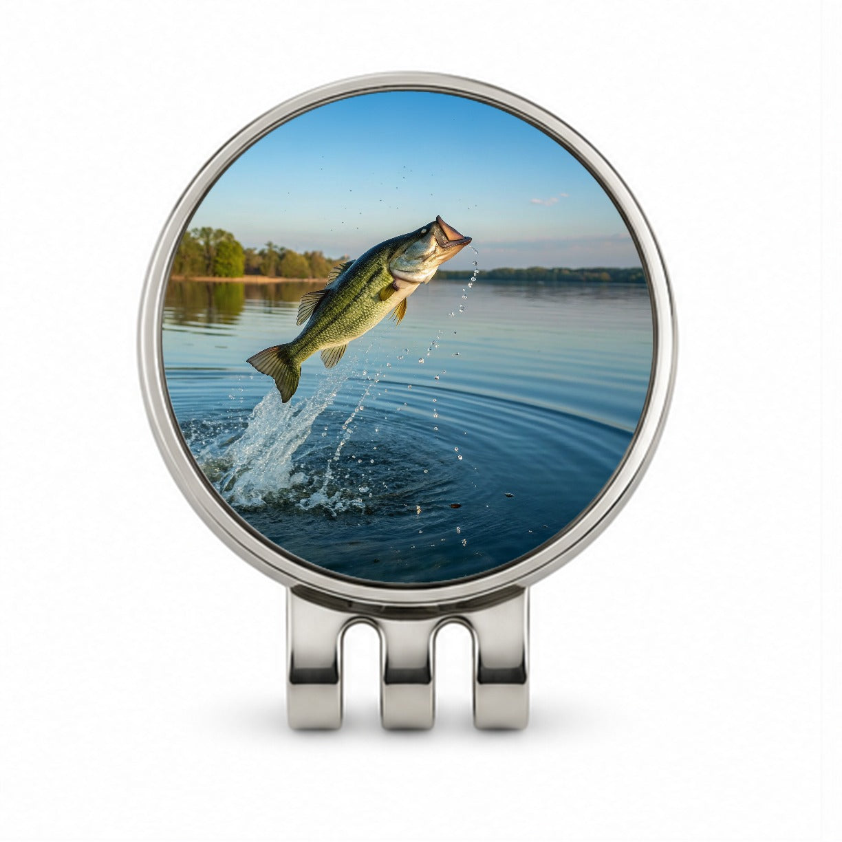 Largemouth Bass Fish Jumping Fishing Golf Hat Clip with Ball Marker