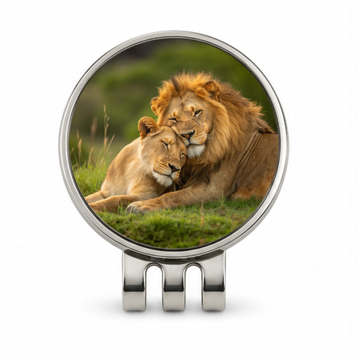 Lions Hugging Love Golf Hat Clip with Ball Marker
