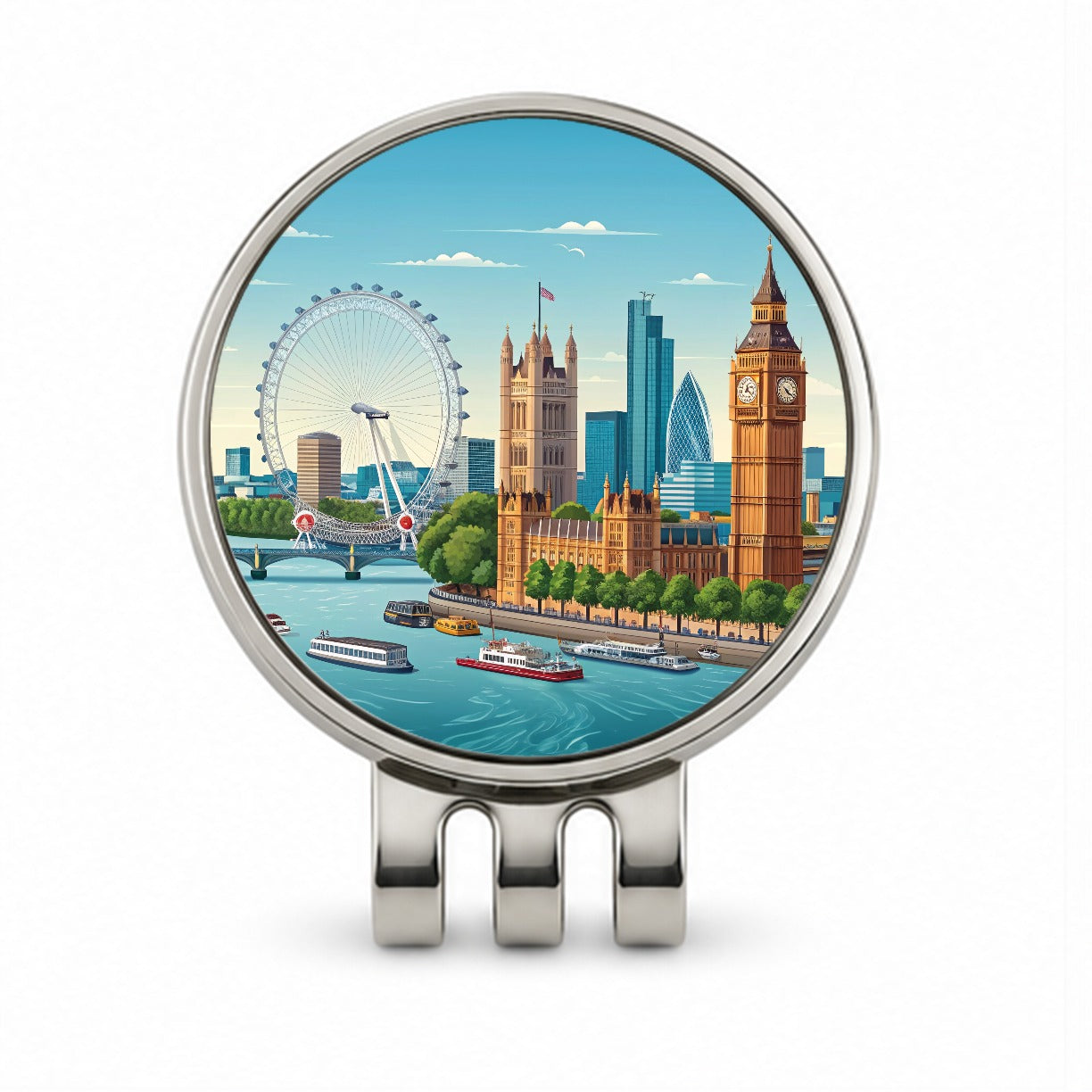 London England Drawing Travel Golf Hat Clip with Ball Marker