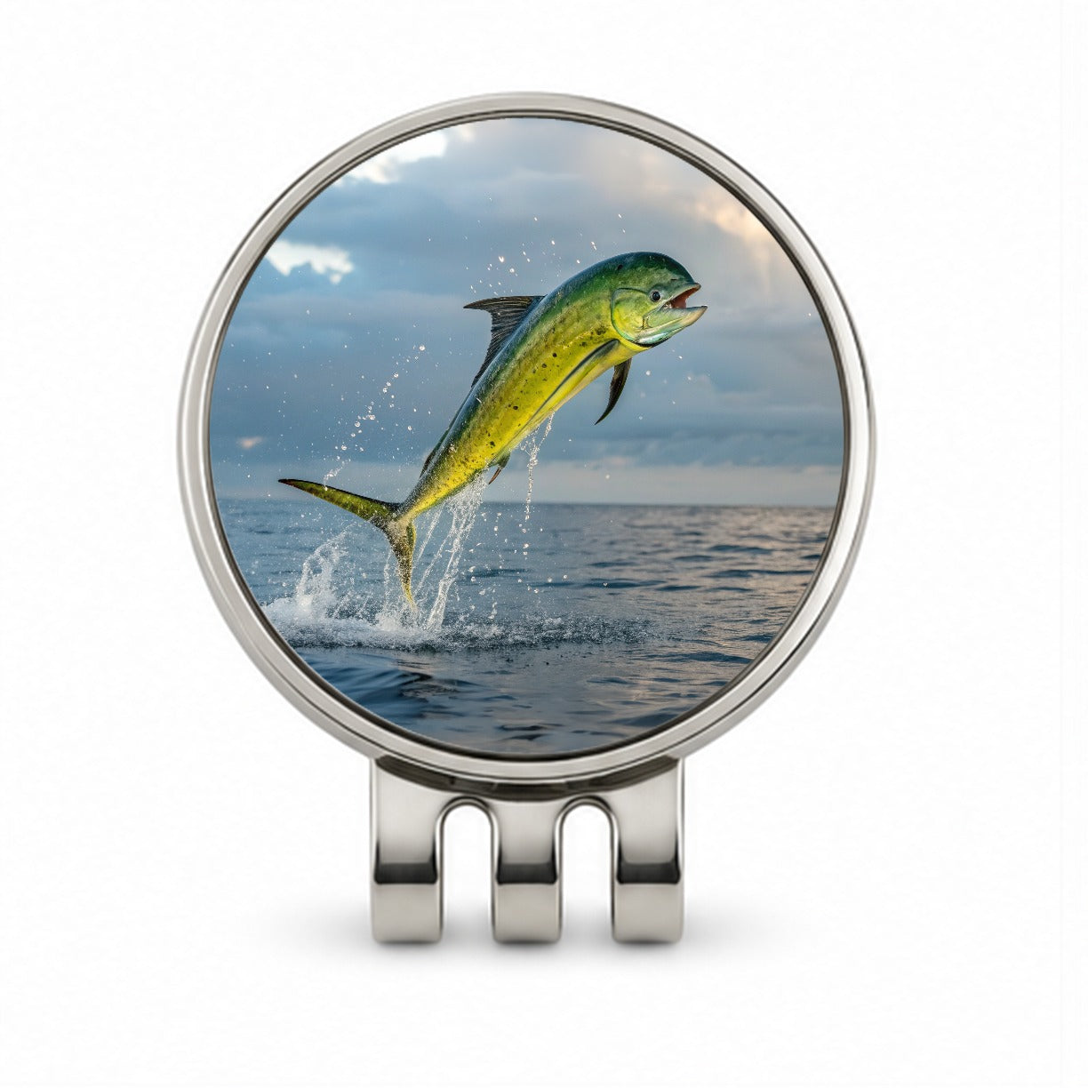 Mahi Mahi Fish Jumping Ocean Fishing Golf Hat Clip with Ball Marker