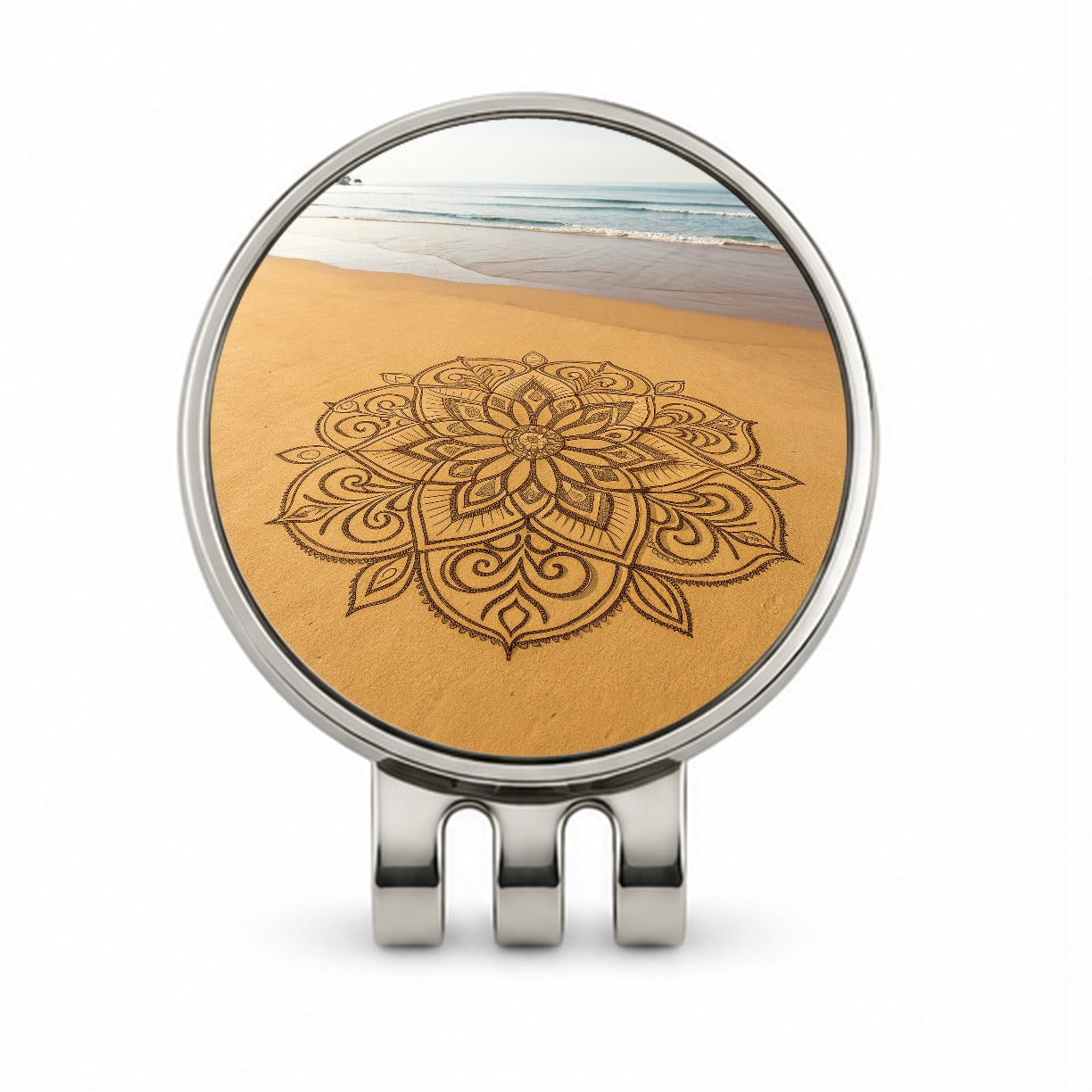 Mandala Pattern Beach Sand Golf Hat Clip with Ball Marker