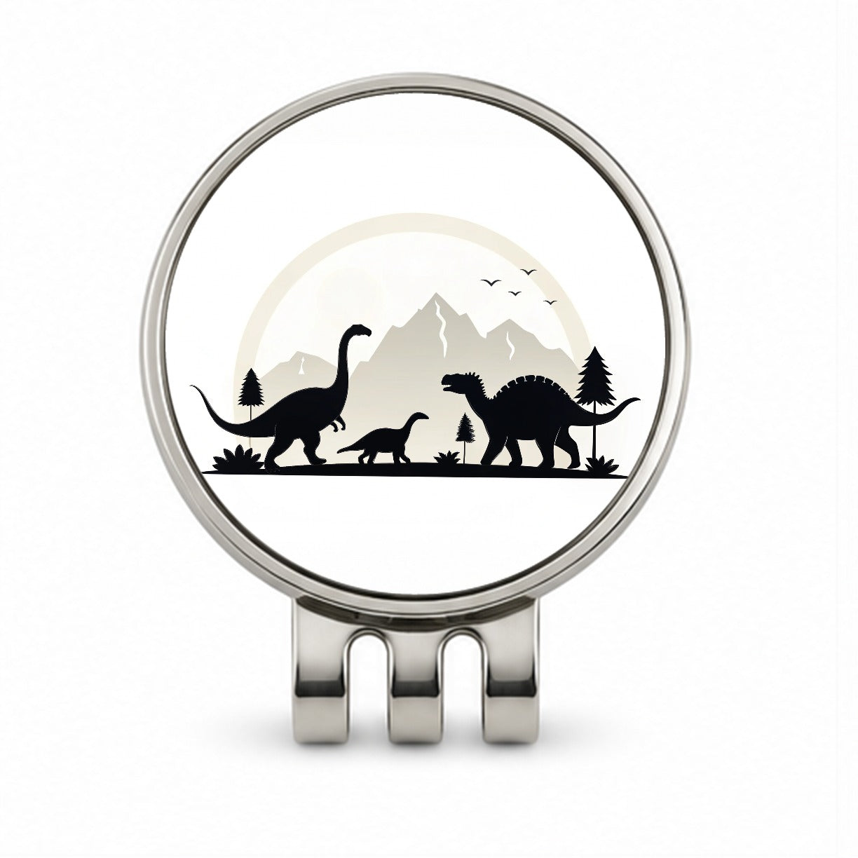 Minimalist Dinosaur Silhouettes Golf Hat Clip with Ball Marker