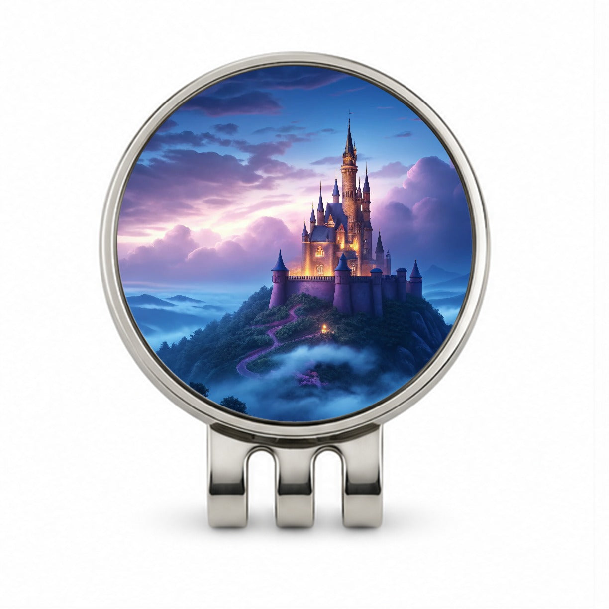 Mountaintop Castle Beautiful Fantasy Golf Hat Clip with Ball Marker