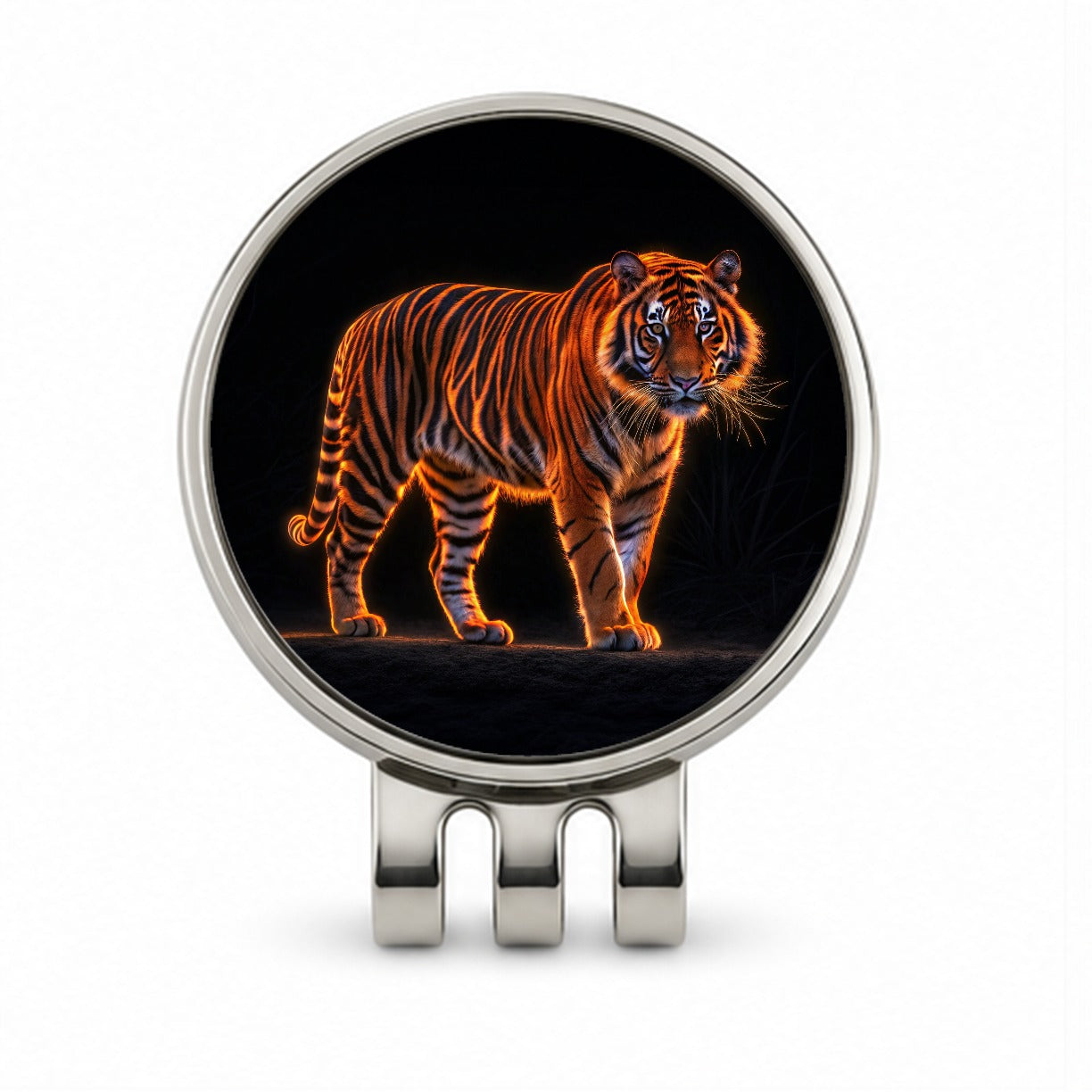 Neon Tiger Orange Golf Hat Clip with Ball Marker
