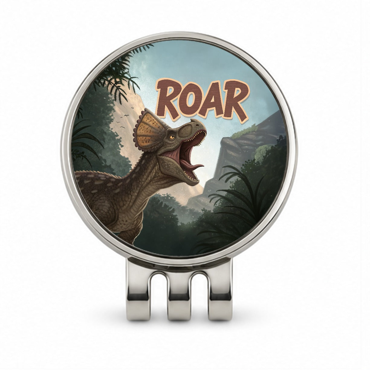 Pachycephalosaurus Roar Bold Dinosaur Golf Hat Clip with Ball Marker