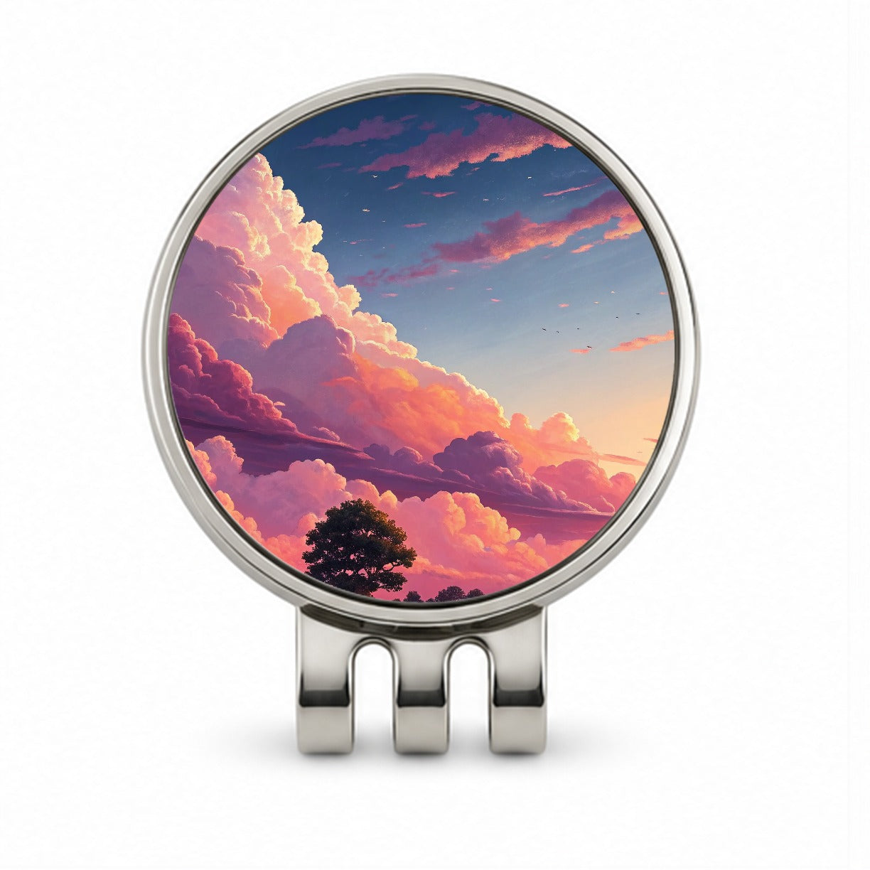 Painterly Sky Anime Clouds Golf Hat Clip with Ball Marker