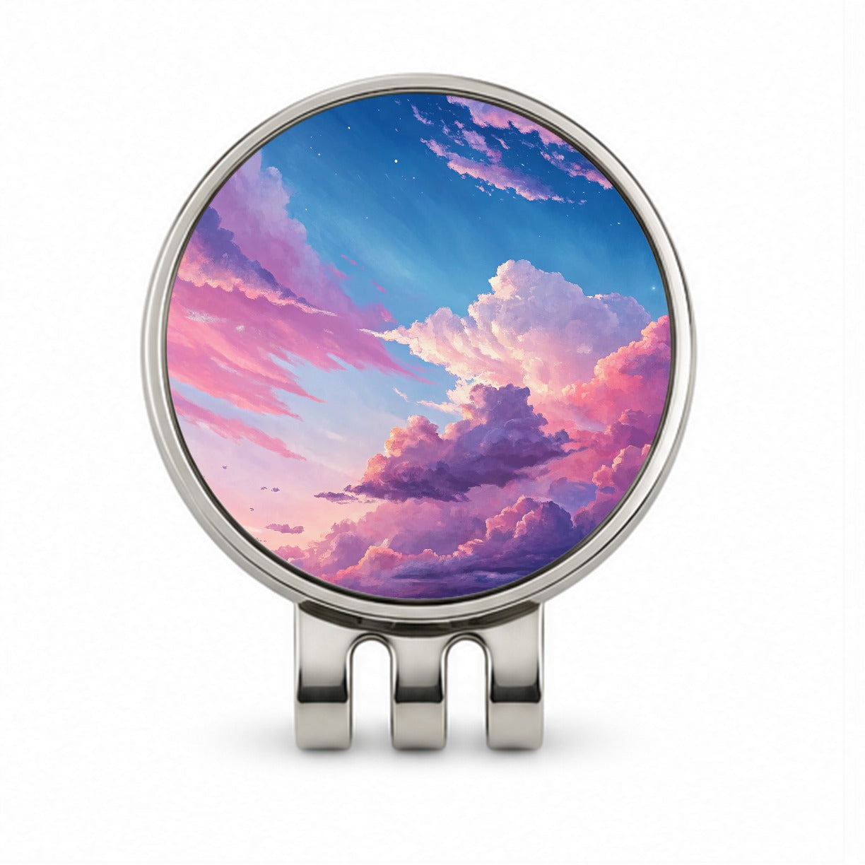Painterly Sky Anime Golf Hat Clip with Ball Marker
