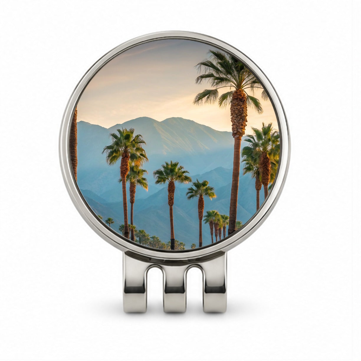Palm Trees Mountains In Background Golf Hat Clip with Ball Marker
