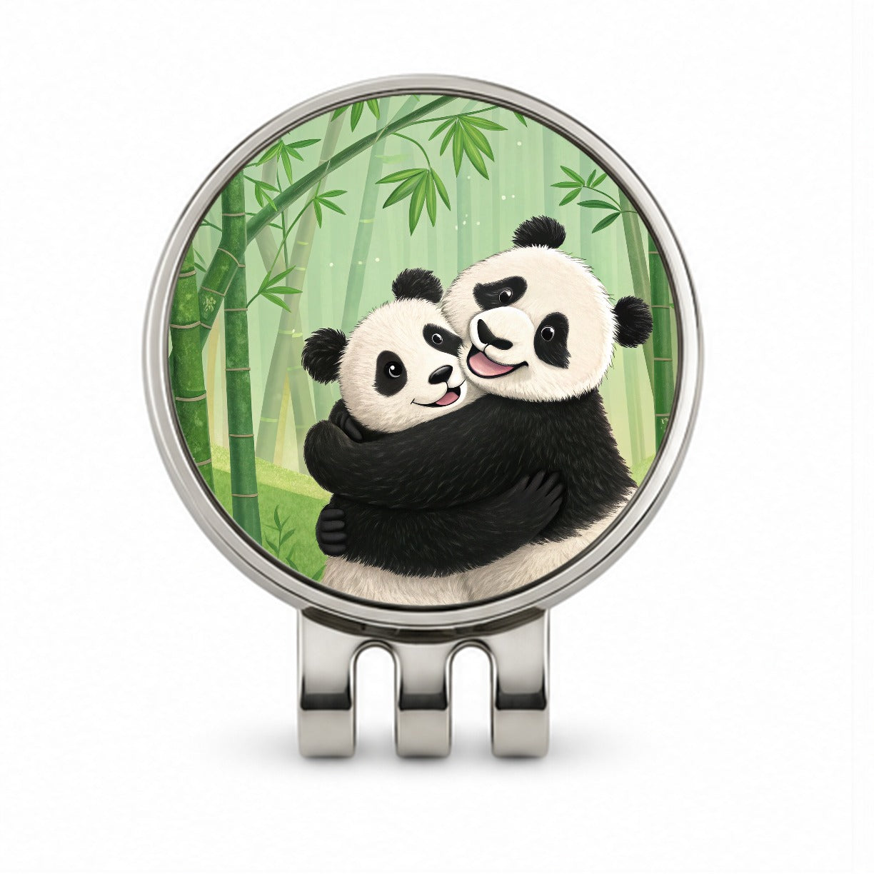 Pandas Hug Love Anniversary Golf Hat Clip with Ball Marker