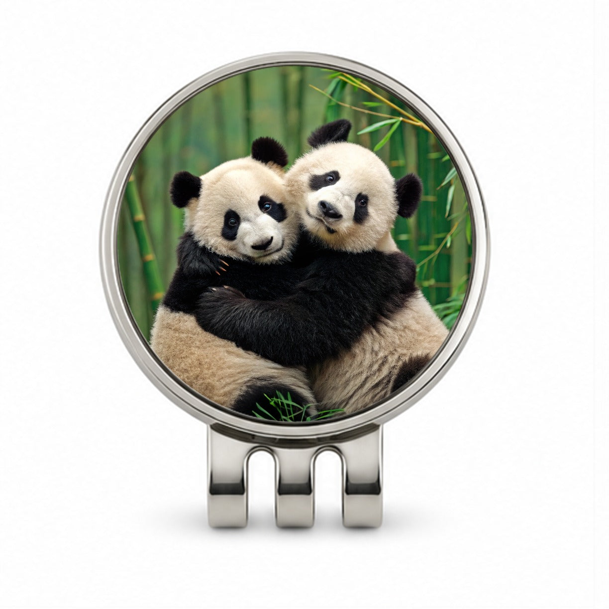 Pandas Hugging Love Golf Hat Clip with Ball Marker