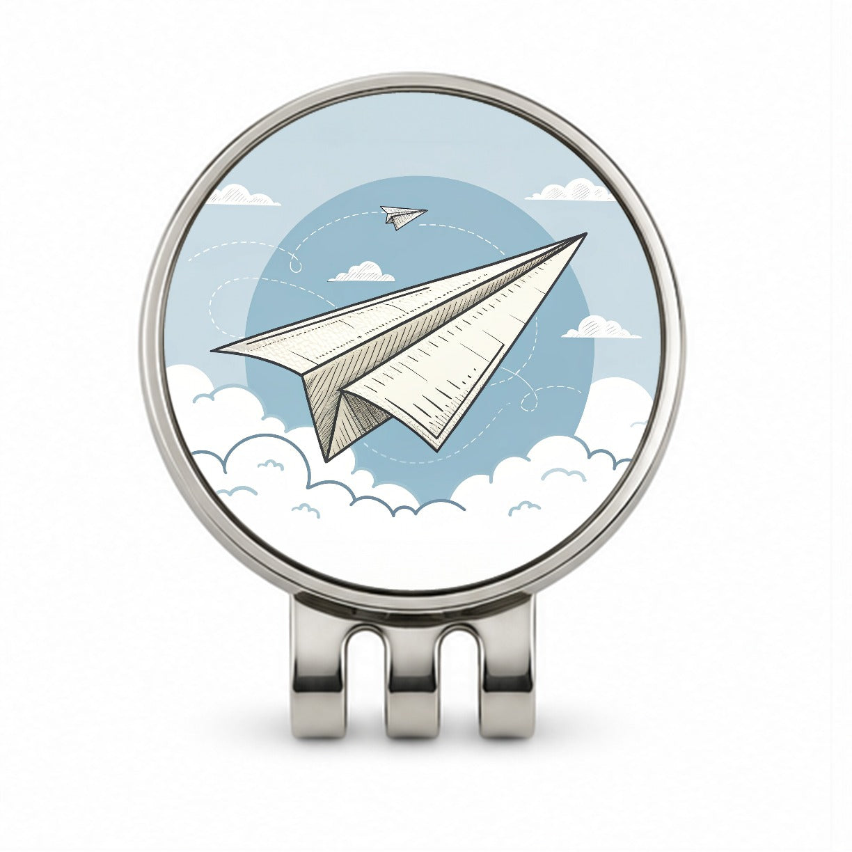 Paper Airplanes Flying Illustration Golf Hat Clip with Ball Marker