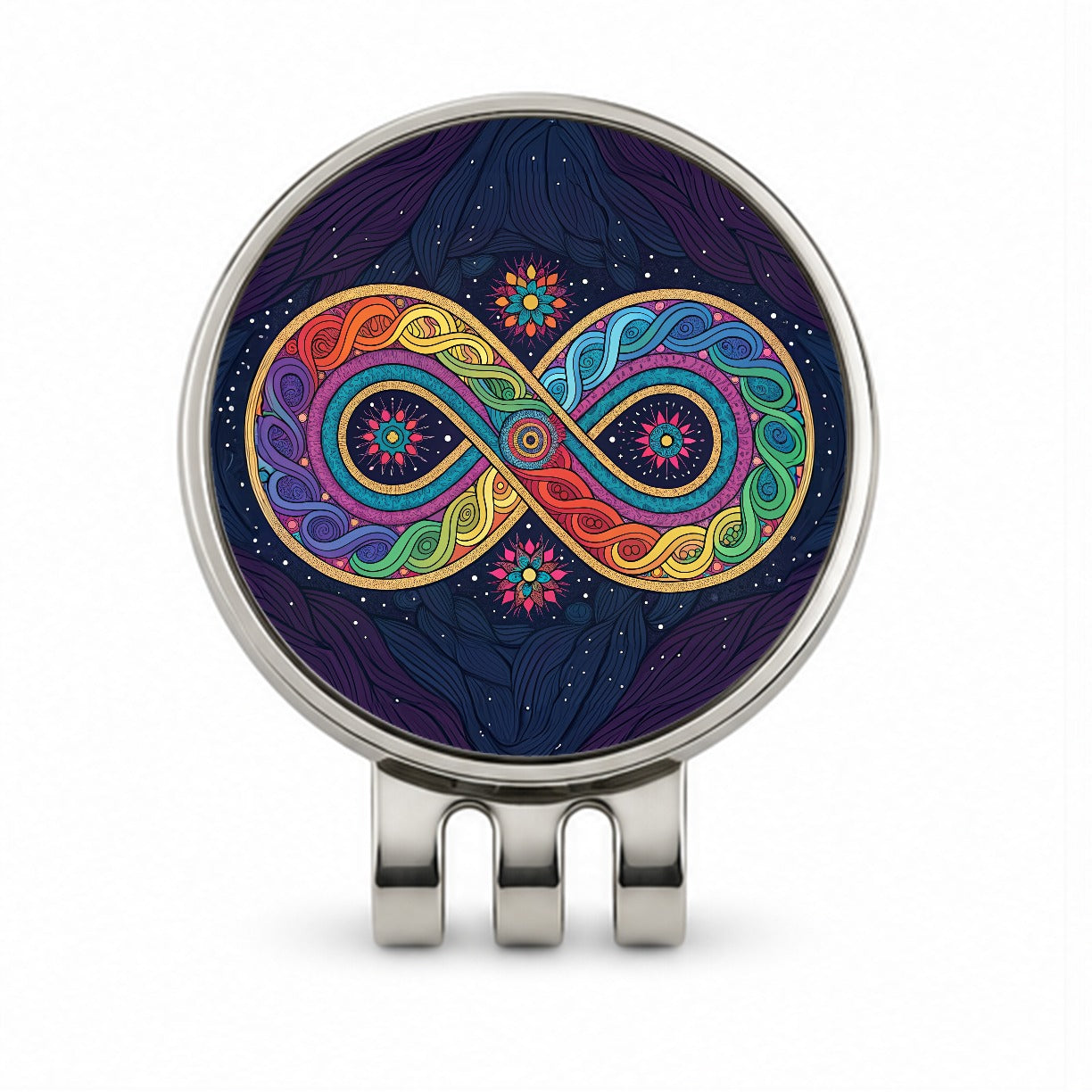 Psychedelic Patterns And Infinite Loops Colorful Golf Hat Clip with Ball Marker