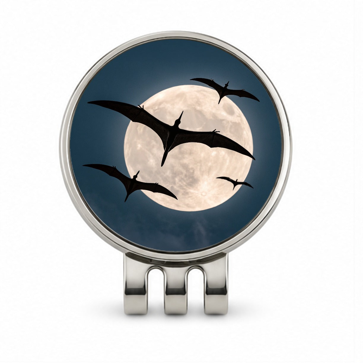 Pterodactylus Silhouettes Night Dinosaurs Golf Hat Clip with Ball Marker