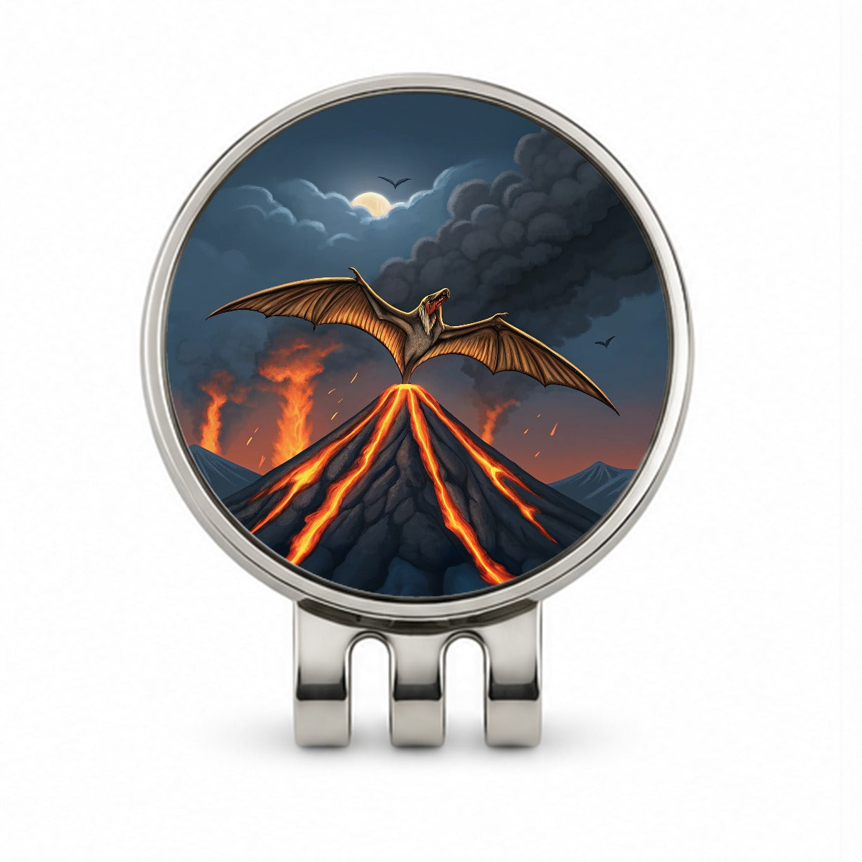 Pterodactylus Volcano Flying Dinosaur Golf Hat Clip with Ball Marker