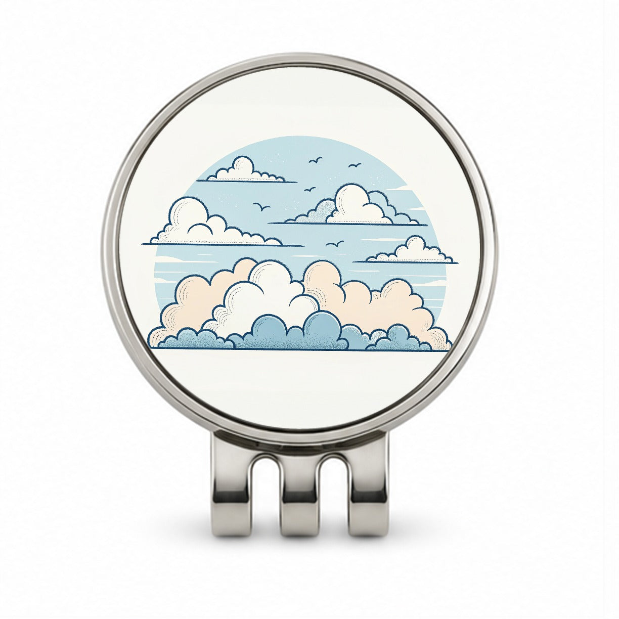 Puffy Clouds Minimalist Cute Sky Golf Hat Clip with Ball Marker