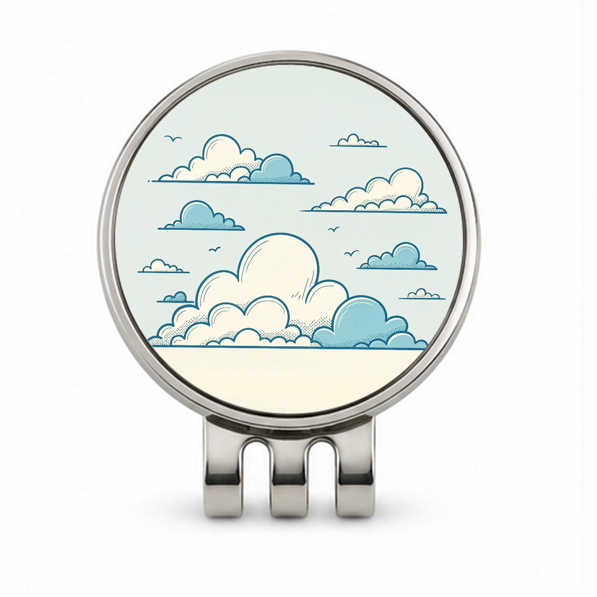Puffy Clouds Minimalist Style Golf Hat Clip with Ball Marker