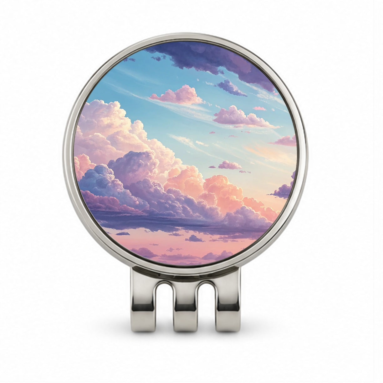Puffy Clouds Pastel Sky Stunning Golf Hat Clip with Ball Marker