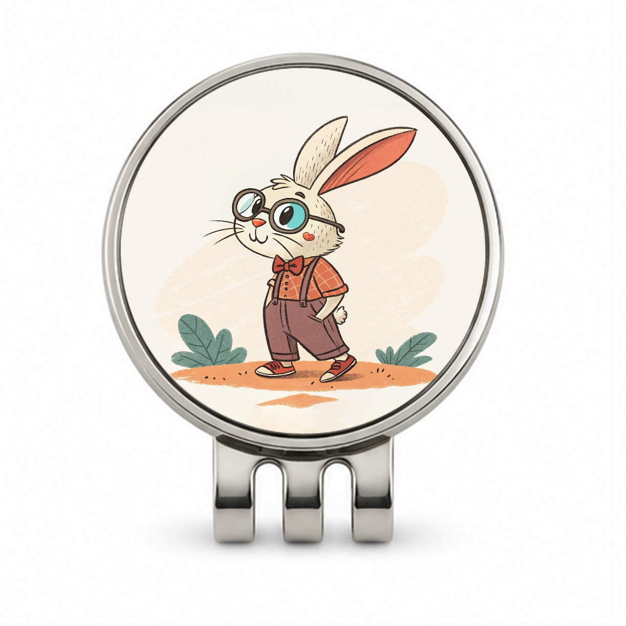 Rabbit Wearing Glasses Nerdy Cute Easter Golf Hat Clip with Ball Marker