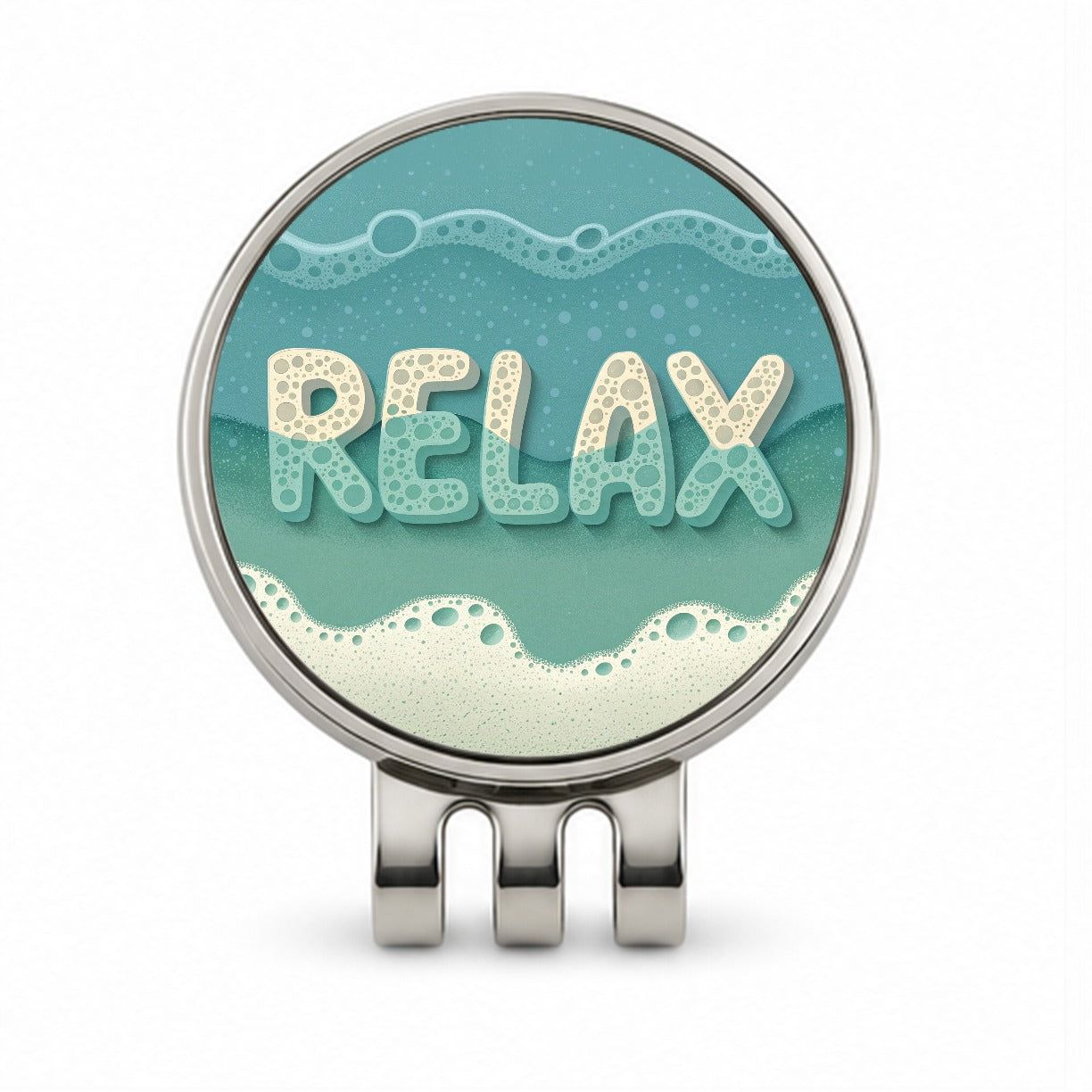 Relax Sea Foam Ocean Beach Golf Hat Clip with Ball Marker