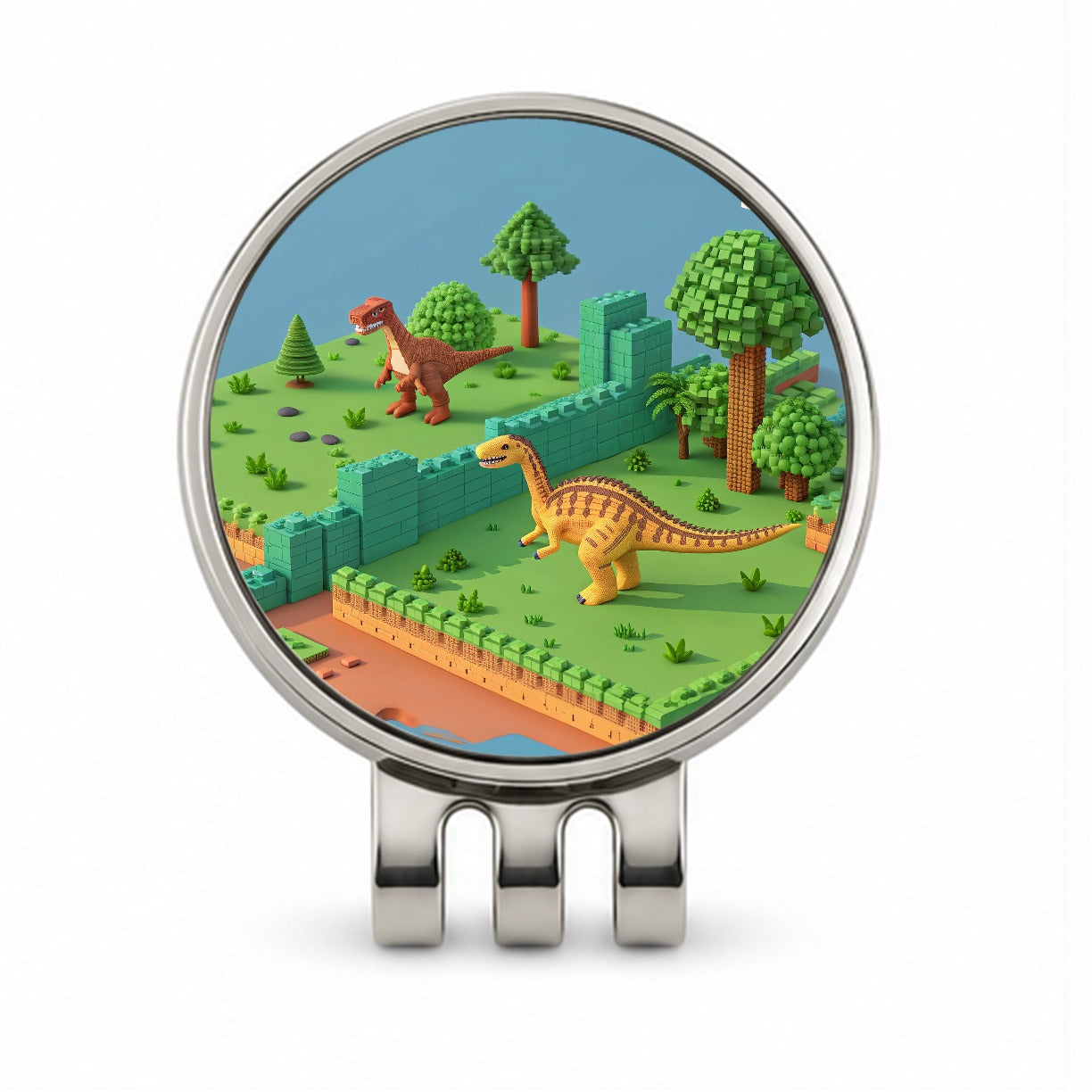 Retro 8 Bit Pixel Art Style Dinosaurs Golf Hat Clip with Ball Marker