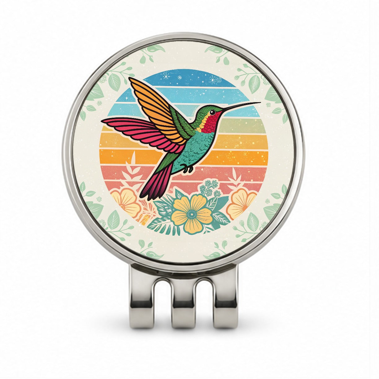 Retro Hummingbird Colorful Golf Hat Clip with Ball Marker